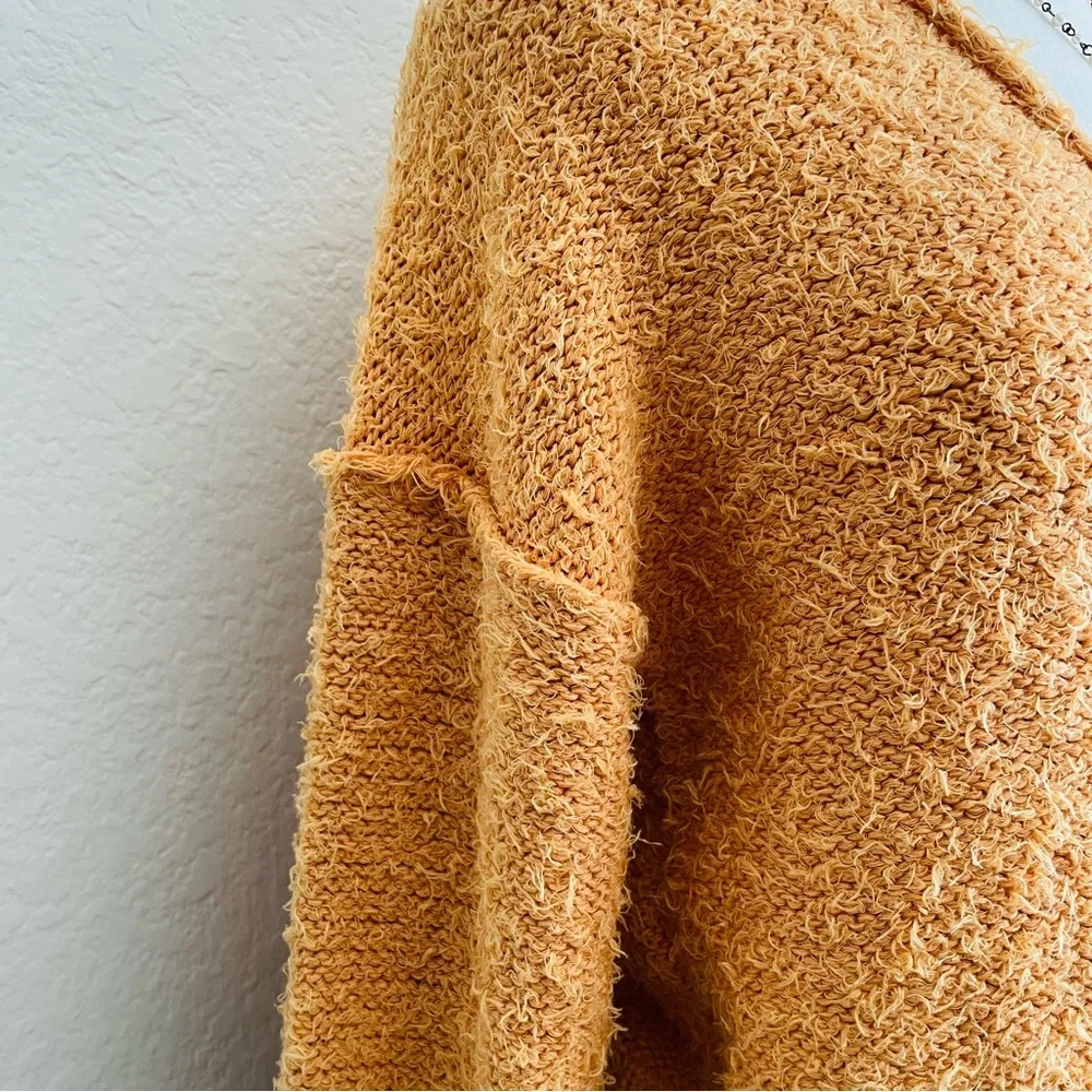 We the Free Free People Orange Eyelash  V-Neck Cropped Sweater